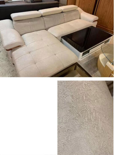 米白壓花皮沙發 L型壓花皮沙發